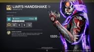 Destiny 2 exotic Gauntlet Liar's handshake (Image source Destiny 2 the game)